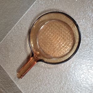 Corning Visions 7" Skillet Frypan Waffle Bottom 6A USA Amber Glass Stovetop Pan